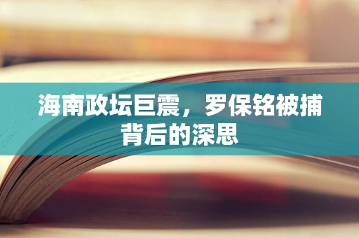 海南政坛巨震，罗保铭被捕背后的深思